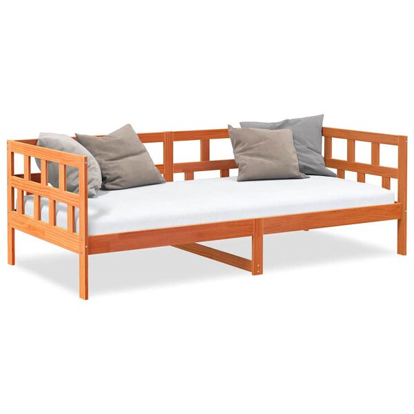 vidaXL Lit de jour sans matelas cire marron 90x200 cm bois pin massif