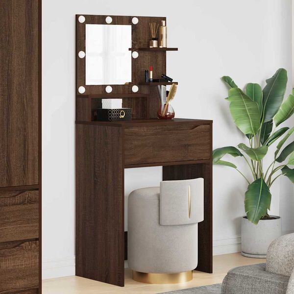 vidaXL Tables de maquillage pour chambre Ch&ecirc;ne brun 80 x 39,6 x 135 cm