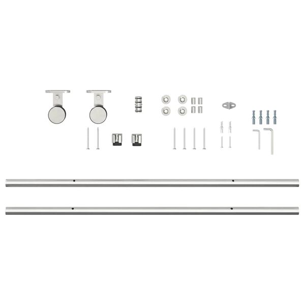 vidaXL Kit fixation porte coulissante 183 cm Acier inoxydable Argent&eacute;