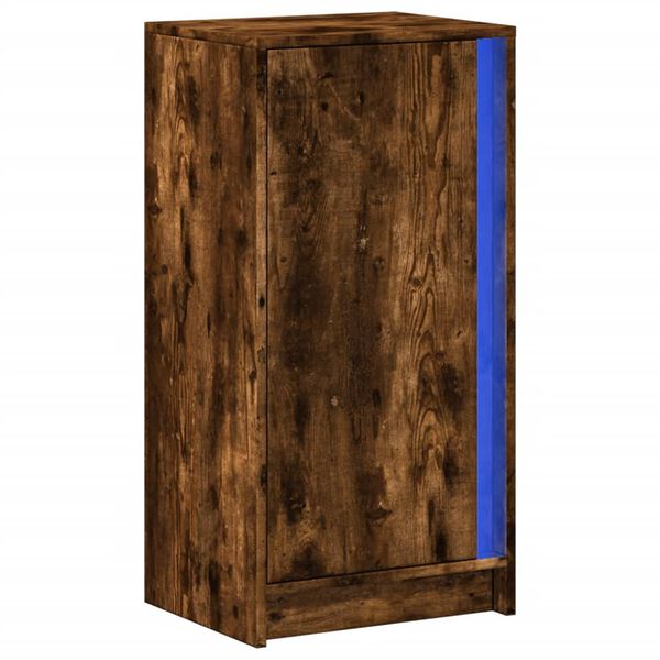 vidaXL Buffet avec LED ch&ecirc;ne fum&eacute; 42,5x34x85 cm bois d'ing&eacute;nierie