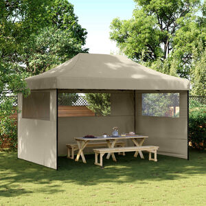 vidaXL Tente de r&eacute;ception pliable escamotable 3 parois lat&eacute;rales taupe