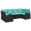 vidaXL Ensemble de canap&eacute; de jardin 6 pc Noir et turquoise polyrotin