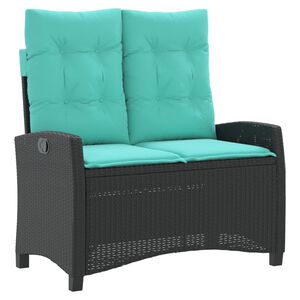 vidaXL Banc inclinable de jardin avec coussins noir r&eacute;sine tress&eacute;e