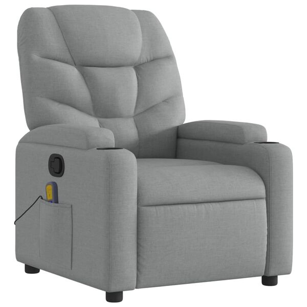 vidaXL Fauteuil inclinable de massage gris clair tissu