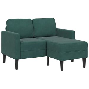 vidaXL Canap&eacute; 2 places avec m&eacute;ridienne en L vert fonc&eacute; 125 cm velours