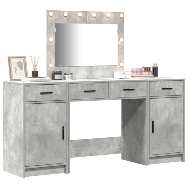 vidaXL Table de Toilette avec tiroir 3 pcs Gris Bois d'ing&eacute;nierie