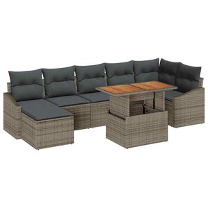 vidaXL Ensemble de canap&eacute; de jardin 8 pcs Gris Poly rotin