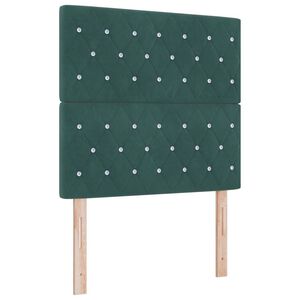 vidaXL Lit &agrave; ressort LED avec matelas Vert fonc&eacute; 100 x 200 cm tissu