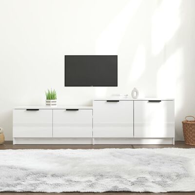 vidaXL Meuble TV Blanc brillant 158,5x36x45 cm Bois d'ingénierie