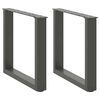 vidaXL Pieds de table basse en U, 2 pi&egrave;ces, anthracite, 50 x (42-43) cm, acier