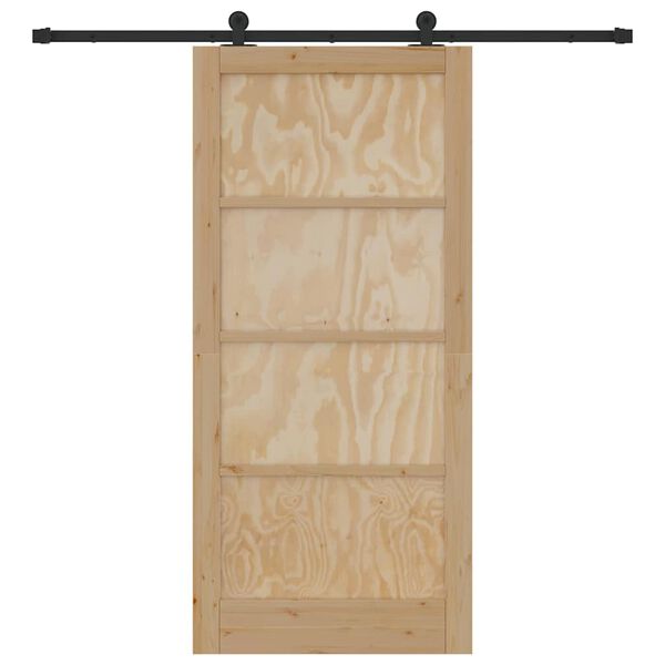 vidaXL Porte coulissante Naturel et Noir 93 x 202 cm Pin massif
