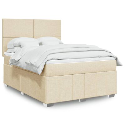 vidaXL Sommier à lattes de lit avec matelas Crème 160x200 cm Tissu