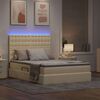 vidaXL Lit avec rangement et LED avec LED Cr&egrave;me 140 x 190 cm Polyester