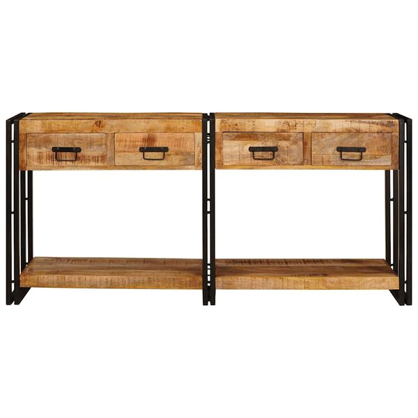 vidaXL Tables console avec tiroir 2 pcs Marron Bois de mangue massif