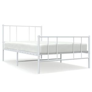 vidaXL Cadre de lit m&eacute;tal sans matelas avec pied de lit blanc 90x200cm