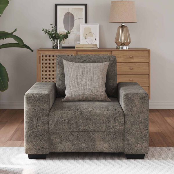 vidaXL | Fauteuil | avec coussin Gris fonc&eacute; Cuir synth&eacute;tique