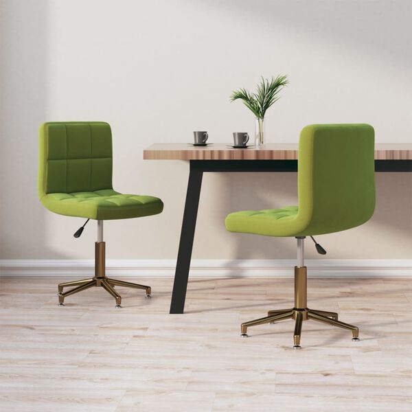 vidaXL Chaises pivotantes &agrave; manger lot de 2 vert clair velours