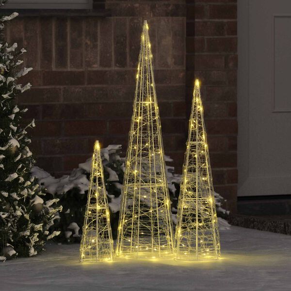 vidaXL Sapin de No&euml;l 3 pcs Blanc chaud 20 x 20 x 80 cm Acrylique
