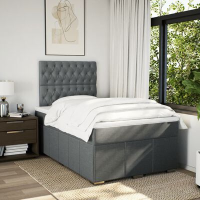 vidaXL Sommier à lattes de lit avec matelas gris foncé 120x190cm tissu