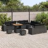 vidaXL Ensemble de canap&eacute; de jardin avec coussin 13 pcs Noir polyrotin