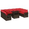 vidaXL Ensemble de canap&eacute; de jardin 10 pcs avec coussins marron r&eacute;sine tress&eacute;e