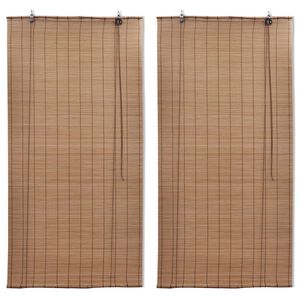vidaXL Stores roulants en bambou 2 pcs Marron 120x220 cm