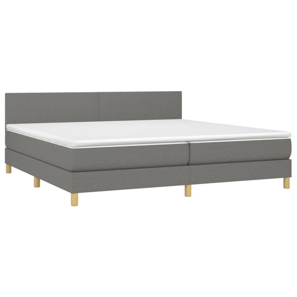 vidaXL Sommier &agrave; lattes de lit et matelas et LED Gris fonc&eacute; 200x200 cm