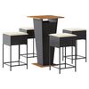 vidaXL Ensemble de bar de jardin 5 pcs avec coussins noir poly rotin