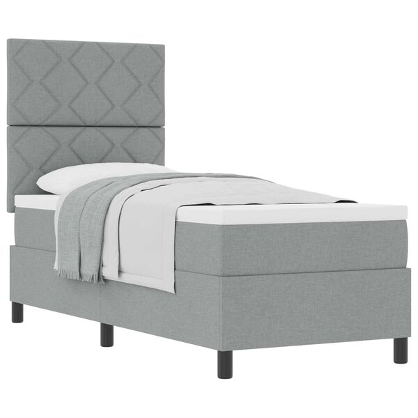 vidaXL Lit &agrave; ressorts avec matelas Gris clair 80 x 200 cm tissu