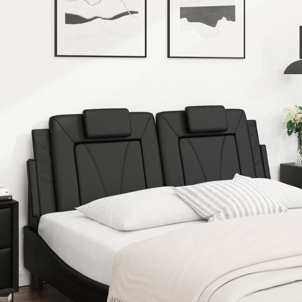 vidaXL Coussin de t&ecirc;te de lit Viana noir 140 cm similicuir