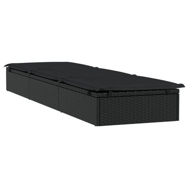vidaXL Chaise longue 1 pc avec coussin noir 201x55x62cm r&eacute;sine tress&eacute;e