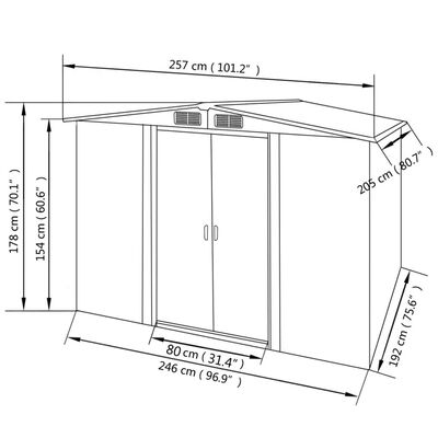 vidaXL Abri de stockage pour jardin métal gris 257x205x178 cm