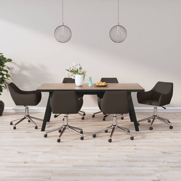 vidaXL Chaises pivotantes &agrave; manger lot de 6 marron fonc&eacute; tissu