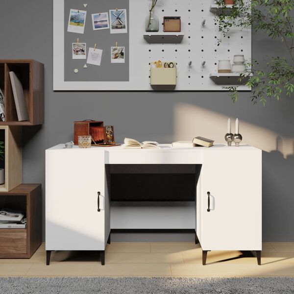 vidaXL Bureau Blanc 140x50x75 cm Bois d'ing&eacute;nierie
