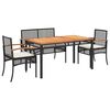 vidaXL Ensemble &agrave; manger de jardin 4 pcs avec coussins noir