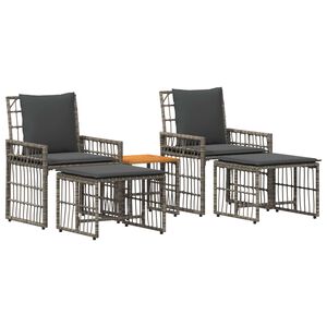 vidaXL Ensemble de meubles d'ext&eacute;rieur 5 pcs Noir et Gris fonc&eacute;
