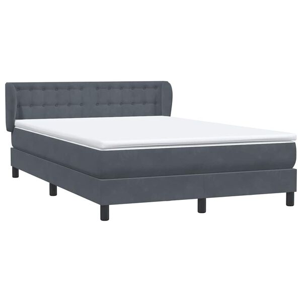 vidaXL Sommier à lattes de lit et matelas gris foncé 140x210cm velours