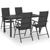 vidaXL Ensemble &agrave; manger de jardin 5 pcs noir