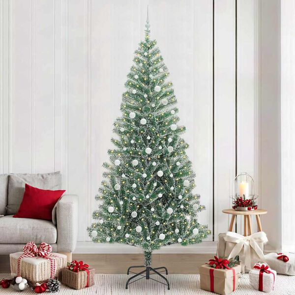 vidaXL Arbre de No&euml;l artificiel floconn&eacute; de neige avec lumi&egrave;re LED