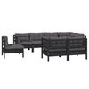 vidaXL Salon de jardin 8 pcs avec coussins Noir Bois de pin massif