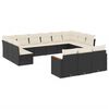 vidaXL Salon de jardin avec coussins 13 pcs noir r&eacute;sine tress&eacute;e