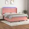 vidaXL Sommier &agrave; lattes de lit matelas et LED Rose 160x200 cm Velours