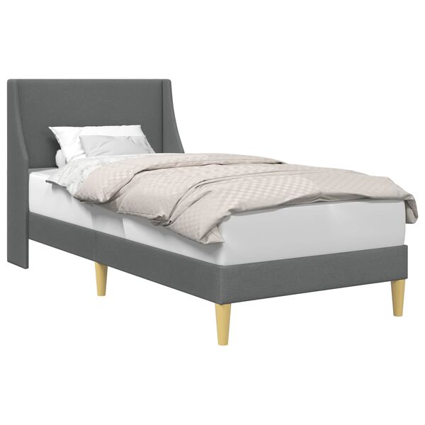 vidaXL Cadre de lit avec t&ecirc;te de lit Gris fonc&eacute; 90 x 190 cm Velours