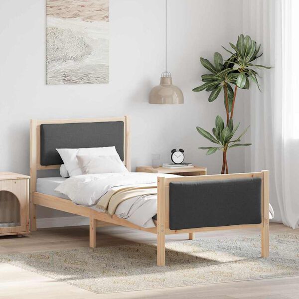 vidaXL Cadre de lit avec t&ecirc;te de lit Gris fonc&eacute; 80 x 200 cm tissu