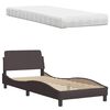 vidaXL Lit avec matelas marron fonc&eacute; 90x200 cm tissu