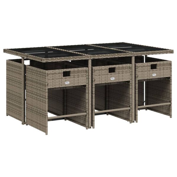vidaXL Ensemble &agrave; manger de jardin et coussins 7 pcs gris rotin