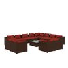 vidaXL Salon de jardin 13 pcs avec coussins Marron R&eacute;sine tress&eacute;e