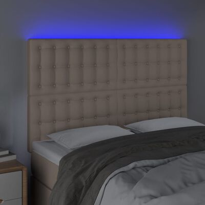 vidaXL Tête de lit à LED Cappuccino 144x5x118/128 cm Similicuir