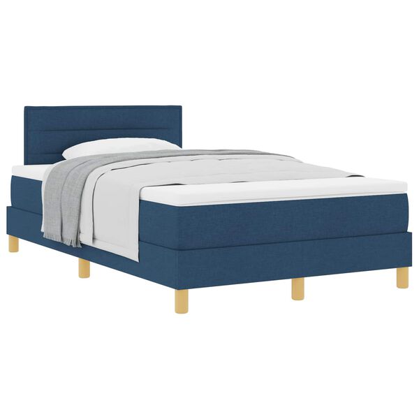 vidaXL Lit &agrave; ressorts avec matelas Bleu 120 x 200 cm tissu