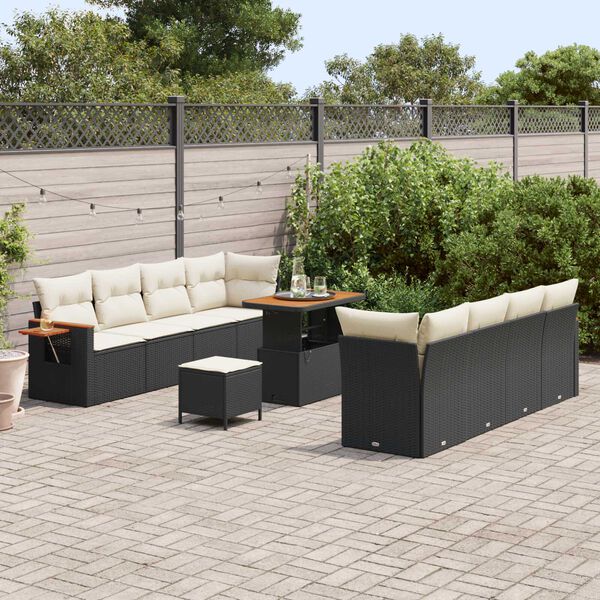 vidaXL Ensemble de canap&eacute; de jardin 12 pcs Noir et Cr&egrave;me polyrotin